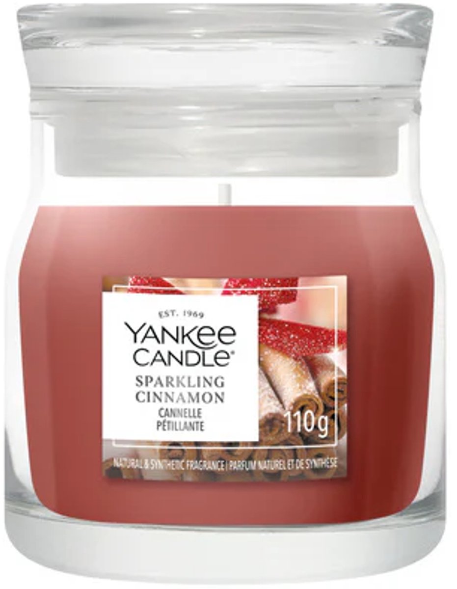 Yankee Candle - Sparkling Cinnamon Small Jar Geurkaars - tot 30 branduren