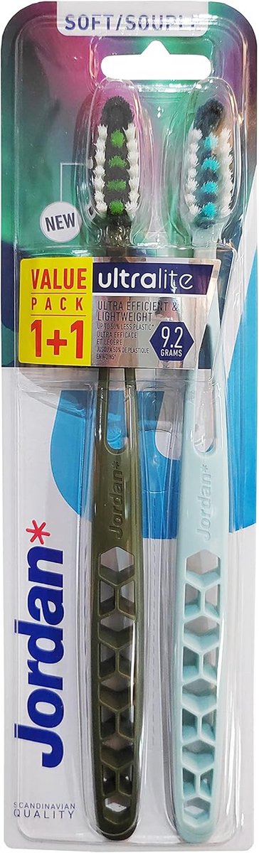 Jordan Szcz.ULTRALITE 2-pack zachte tandenborstels voor volwassenen