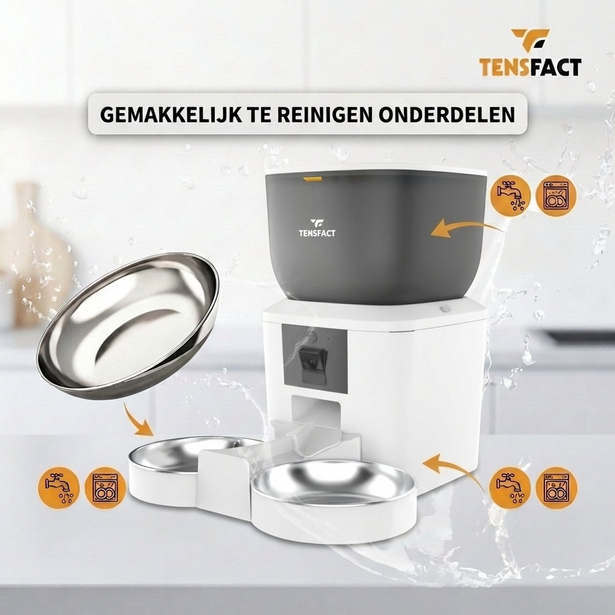 Tensfact Automatische Voerbak Kat 4L Wit met Full HD Camera - afbeelding 2