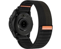 Stravo Nylon Sportbandje met Klittenbandsluiting – QuickFit 20mm Garmin Horlogeband – Geschikt voor Garmin Fenix 5s - Plus & Sapphire - Fenix 6s - Pro & Sapphire - Fenix 7s / Fenix 8 - 43mm - Pro & Sapphire - Epix Pro (Gen 2) 42mm – Zwart