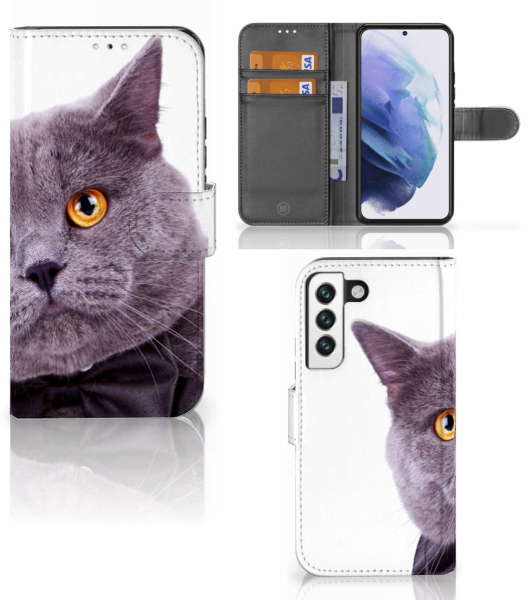 Samsung Galaxy S22 Telefoonhoesje met Pasjes Kat
