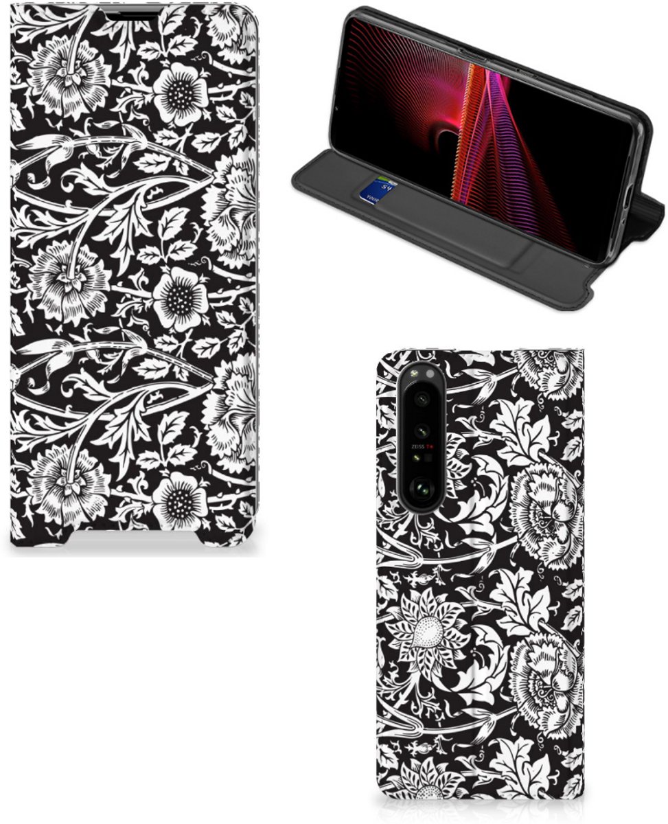 Sony Xperia 1 III Smart Cover Black Flowers
