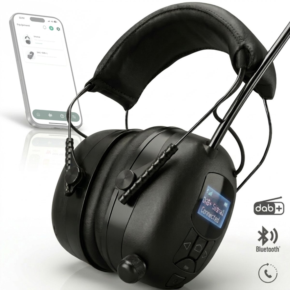 Soul Taine EAR-20-D - Gehoorbescherming met Radio – Bluetooth & DAB+ Oorkappen – 31 dB – Bellen tijdens Werk – Continue Audio