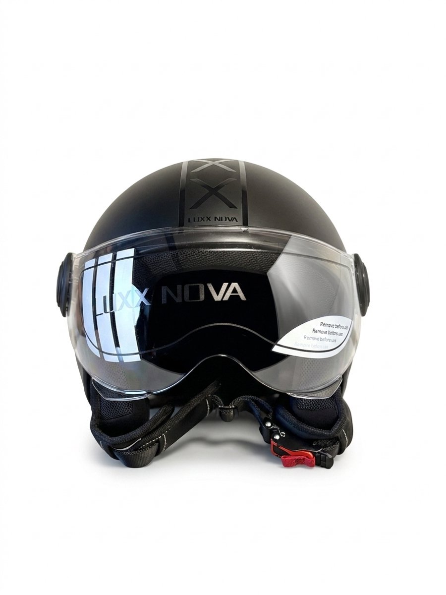 Luxx Nova Helm - Dames & heren - Brommer - Scooter - Motor - Mat zwart - S