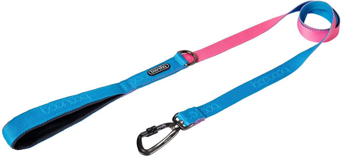 Hondenriem Boondog Original 1,4 meter - korte looplijn hond - maat S - Aqua/Pink