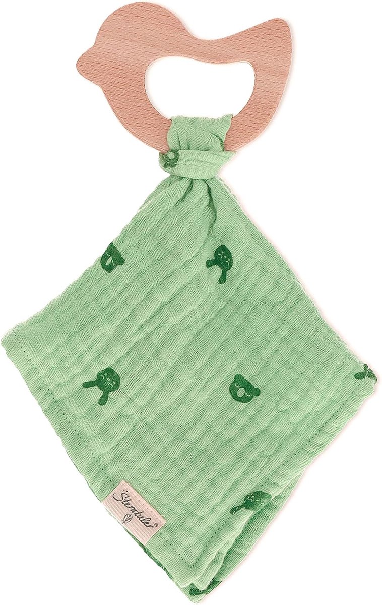 Knuffeldoekje met Bijtring voor Baby Jongen en Meisje - Biologisch Katoen & Houten Bijtring
