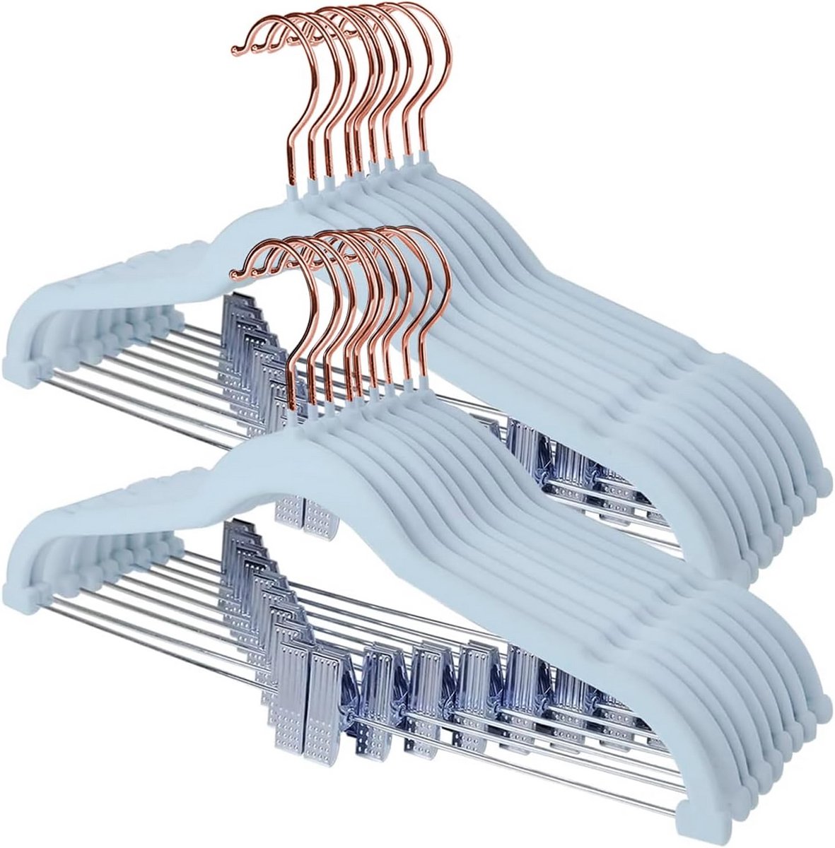 Set van 24 Fluweel Kledinghangers met Clips voor Broeken en Rokken