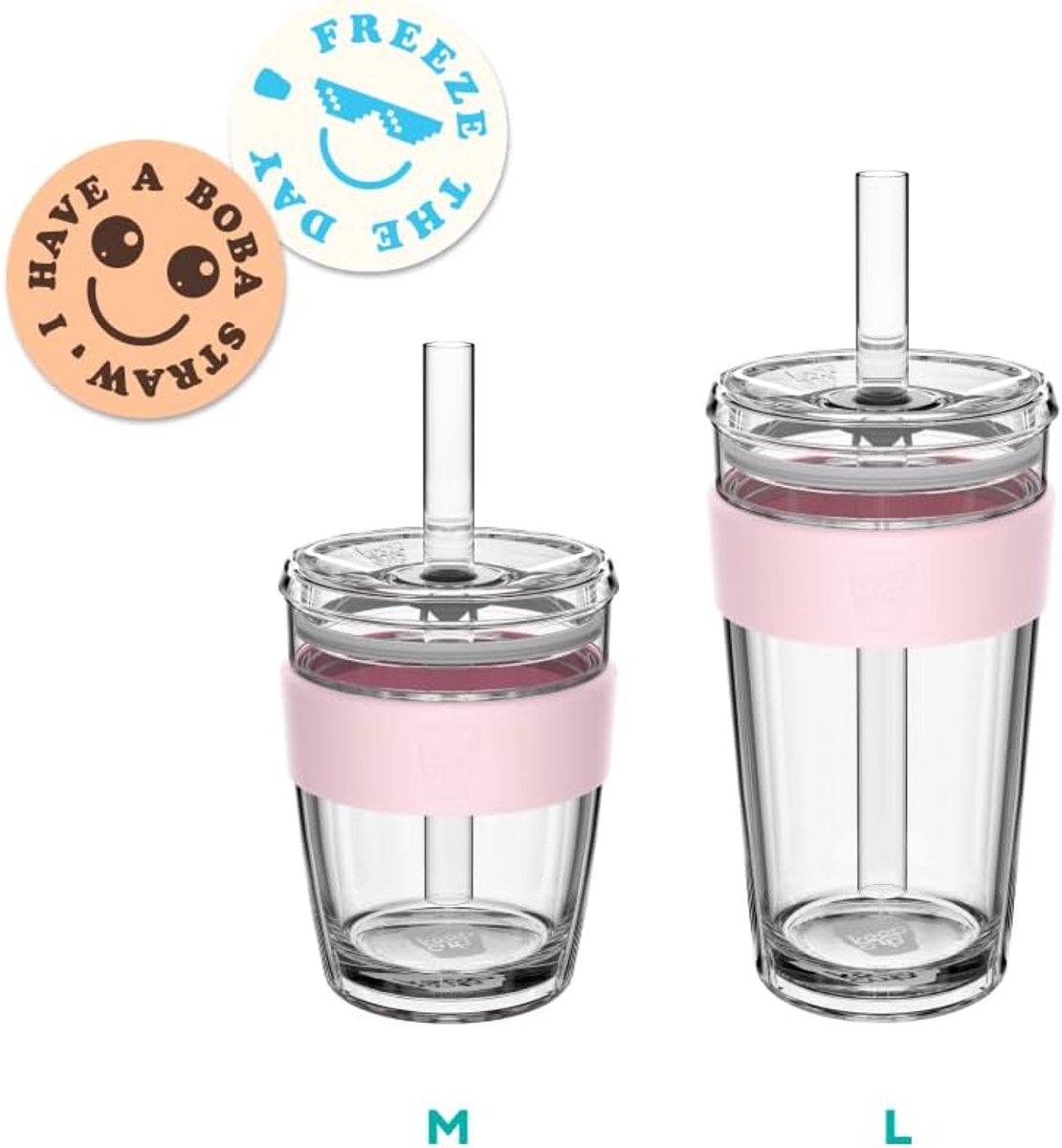 Herbruikbare Iced Coffee Beker met Deksel en Rietje - Dubbelwandig Glas 455ml
