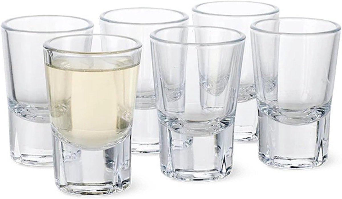 Set van 6 Shotglaasjes 4cl - Stevig en Transparant Glazen voor Schnaps en Mixdrankjes