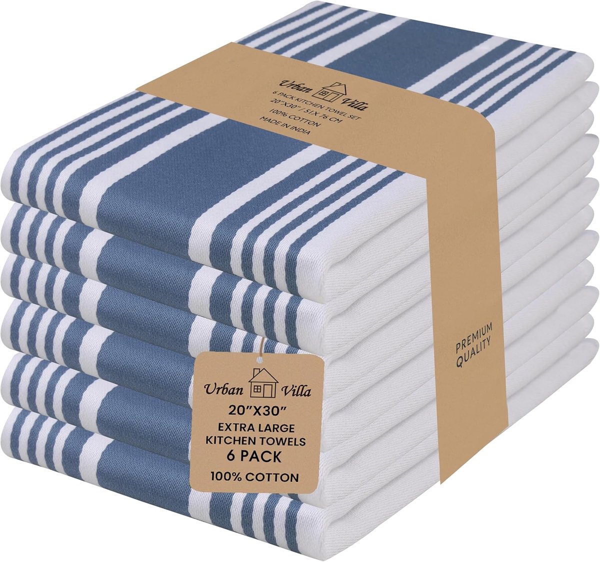 Strepen Keukenhanddoeken Set - 100% Katoen, Absorberend en Duurzaam - 51x76 cm - Set van 6