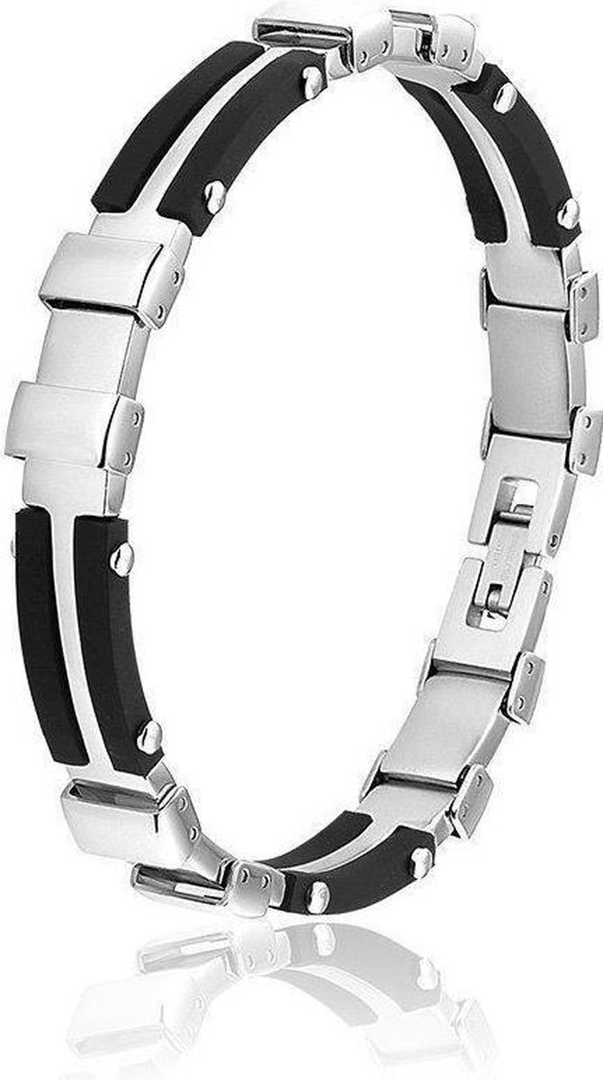 Amanto Armband Addis - 316L Staal - Siliconen - 9mm - 21cm