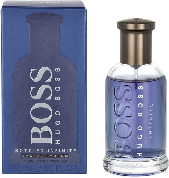 Hugo Boss Bottled Infinite Eau de Parfum 50 ml fles met donkerblauwe doos.