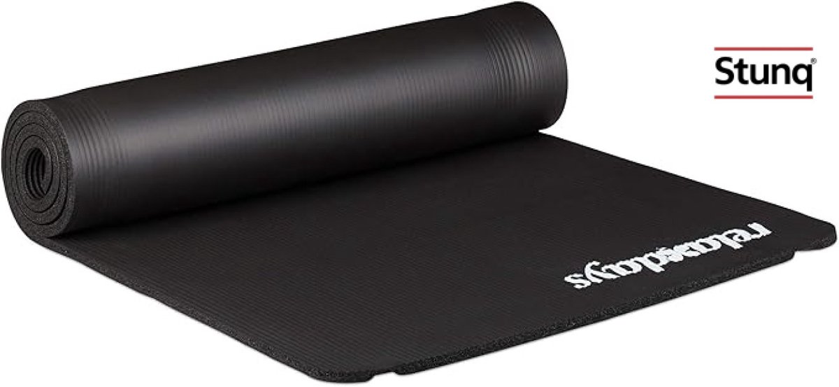 Sportmat voor yoga en fitness met draagriem, 1 cm dik en zacht