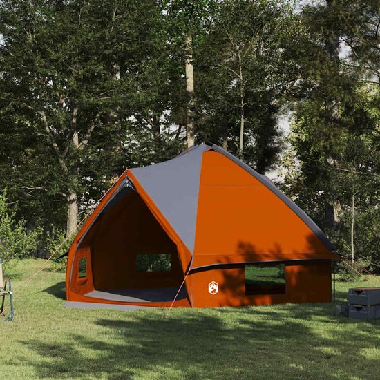 vidaXL - Teepee - Tent - voor - 10 - Personen - 10-persoons - Grijs - en - Oranje — afbeelding 4