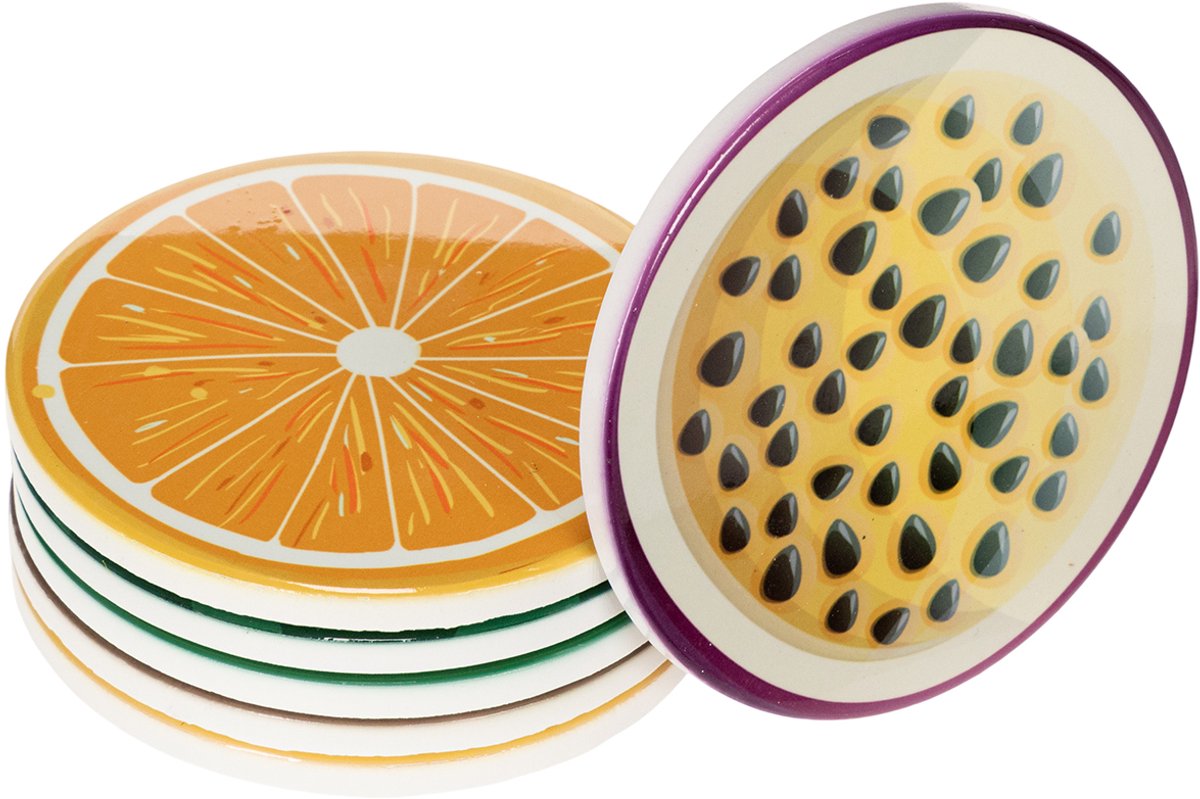 Set van 6 onderzetters met fruitmotief, tafeldecoratie, keuken en woon