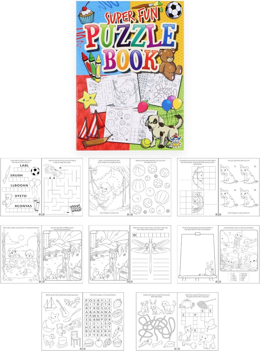 Mini Puzzel Kleurboek voor Kinderen - Leuke Activiteiten voor Jongens en Meisjes - Feesttasvullers