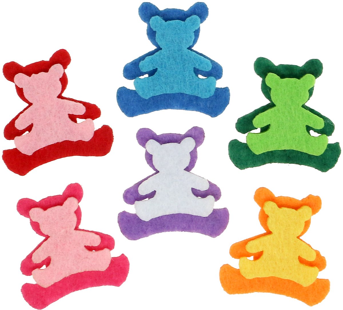 Strooidecoratie beer van vilt diverse kleuren 3,5cm x 3,5cm 100 st, 10