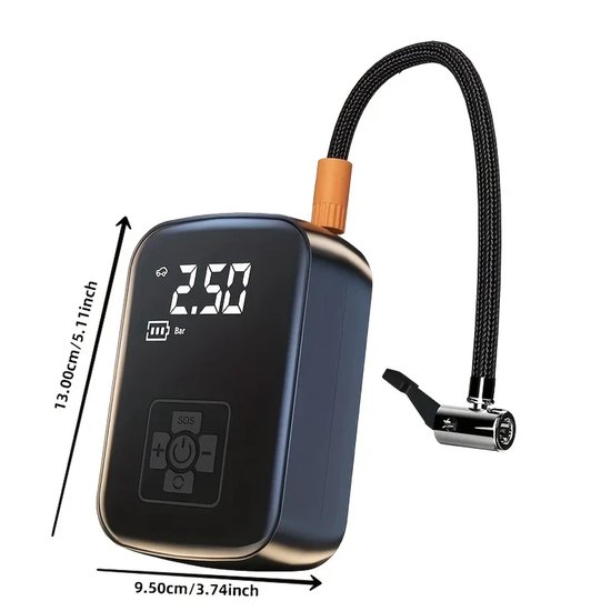 Draagbare Elektrische Bandenpomp - 150 PSI - Draadloos - Digitaal Display - 100W - Automatische Stopfunctie - 5 Opblaasbare Modi - Verlichting - Compressor voor Auto Fiets Bal van Merkloos — afbeelding 3