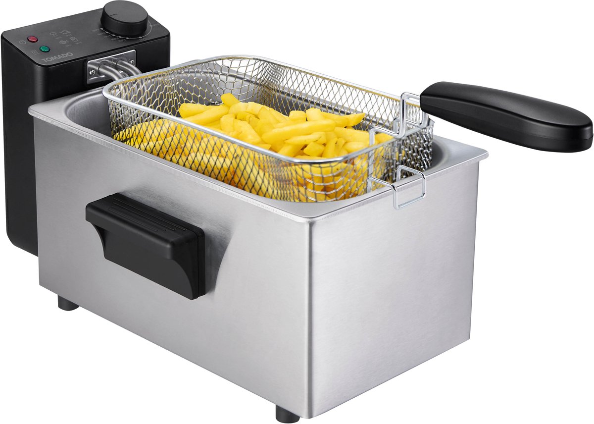 Tomado TDF3002S - Frituurpan - Koude zone friteuse - 3 liter inhoud - 2200 watt - rvs