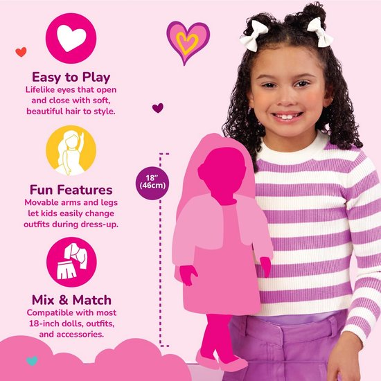 Pyjamaparty Pop van 46 cm met Blonde Haar en Groene Ogen - Speelgoed voor Kinderen vanaf 3 Jaar van Merkloos — afbeelding 4