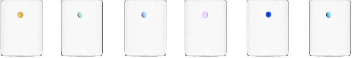 Set van 6 gesorteerde waterglazen - Handgemaakte borosilicaatglas waterglazen, 30 cl