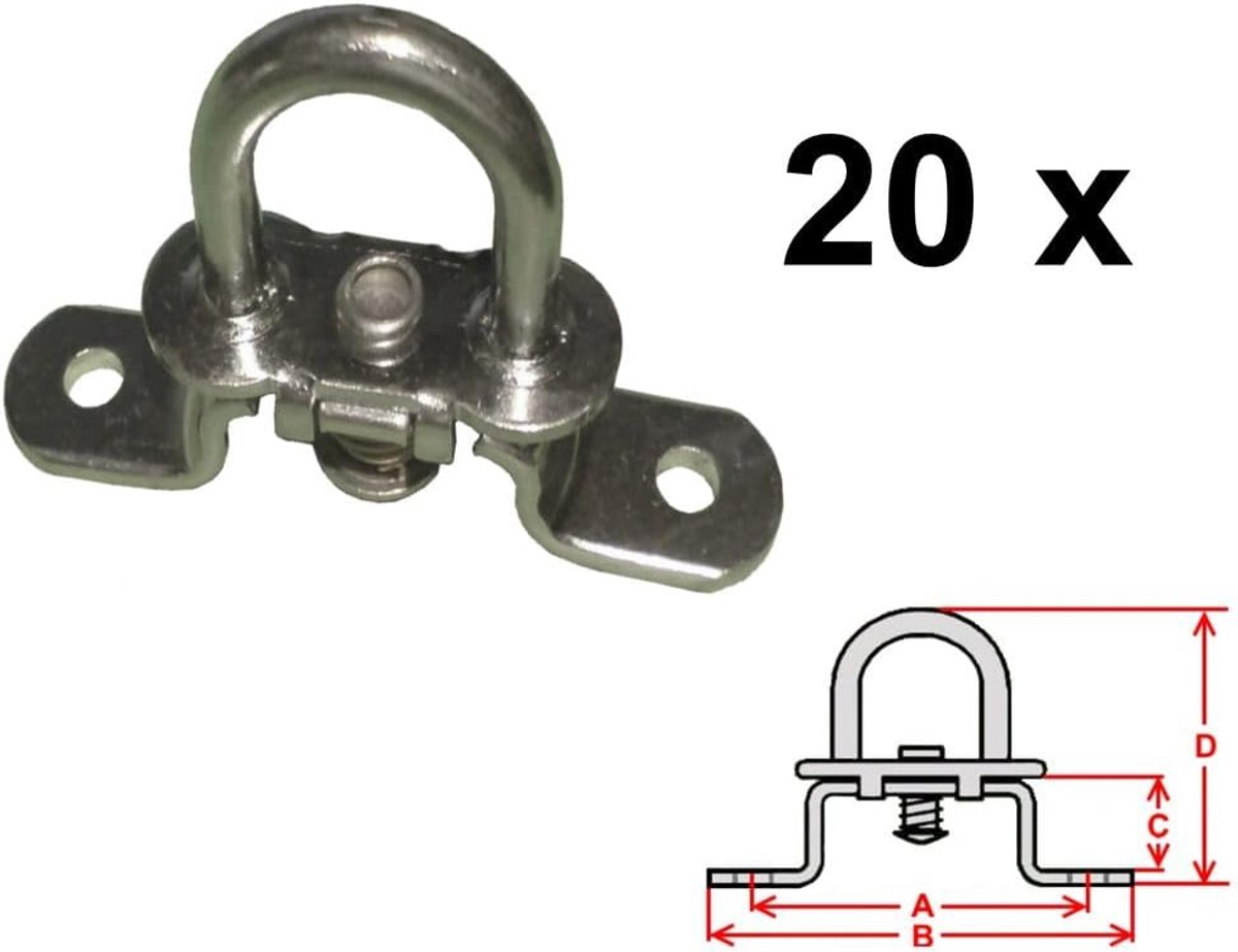 Draaisluitingen voor Ovale Ogen - 20 Stuks - 42 x 22 mm - Verzinkt - Ideaal voor Dekzeilen