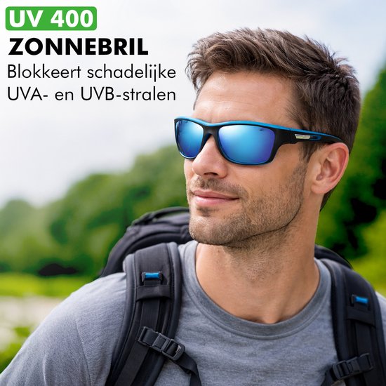Travelhawk Zonnebril - Gepolariseerde Sportbril met UV400 Bescherming - Heren & Dames - Fietsen, Wandelen, Werk, Zwemmen & Wintersport - Fietsbril, Wielrennen & Sport - Blauw van travelhawk — afbeelding 4