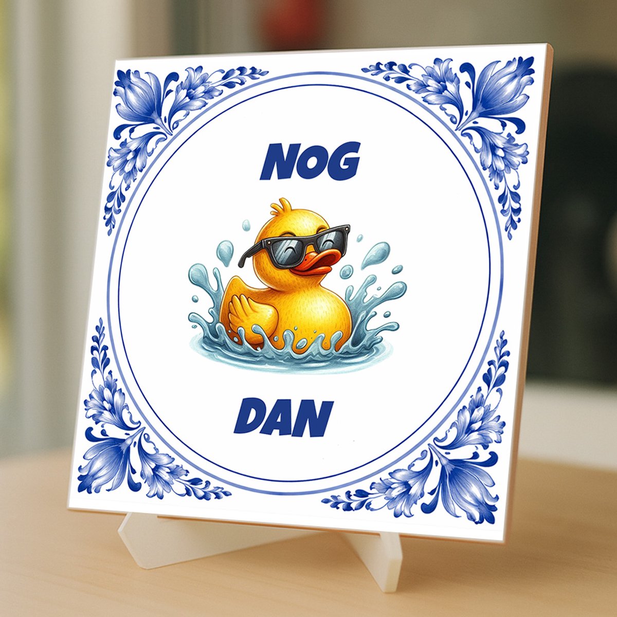 Kleurmedia Tegeltjes met tekst - Nog 1tje Dan - 15 x 15 cm– inclusief gratis transparante ezelhouder – Kleurmedia Wit