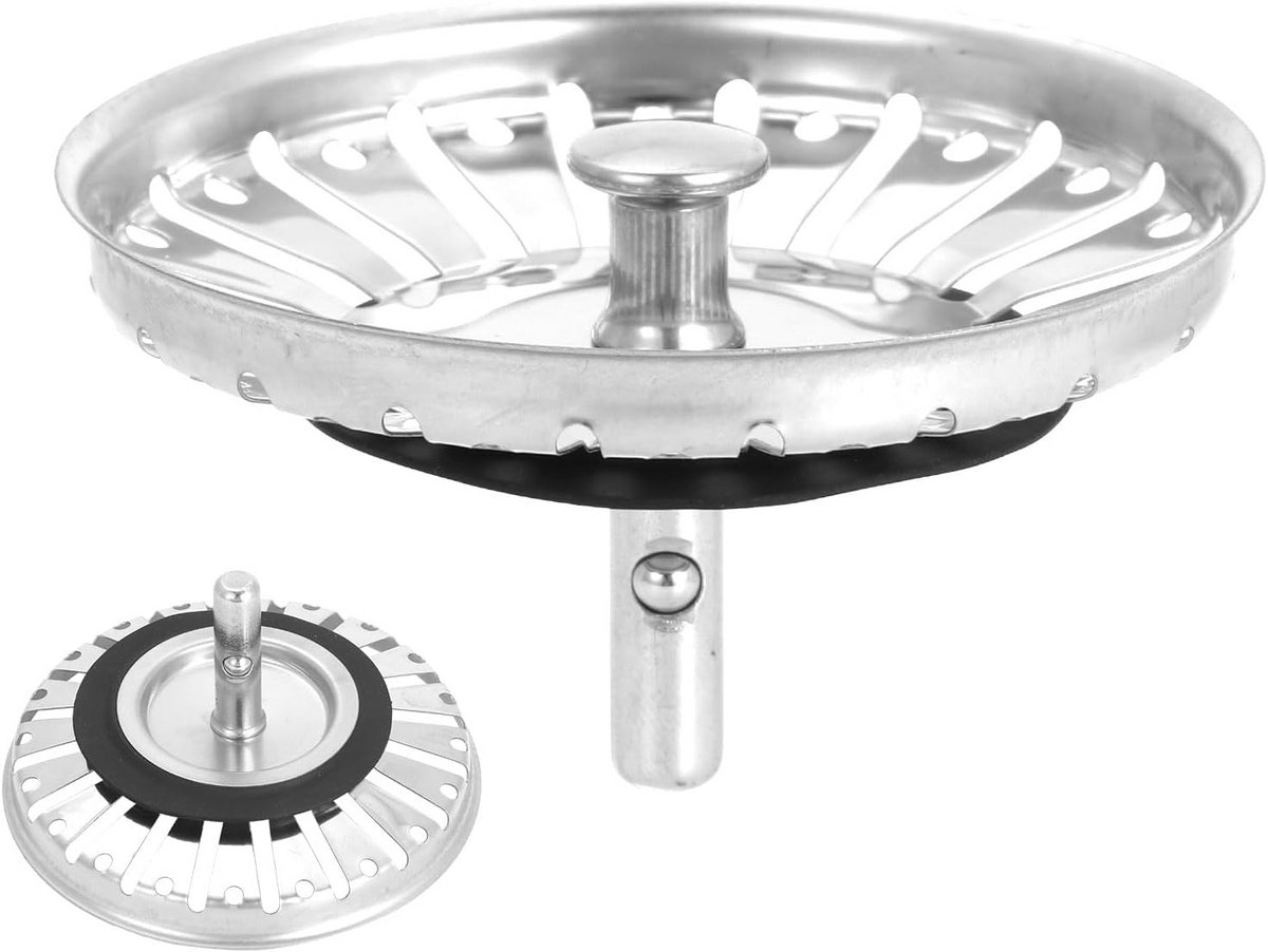 Keuken Afvoerpluggen Set van 2 - 304 RVS - Lekvrije Strainer voor Keukenblad (84mm)