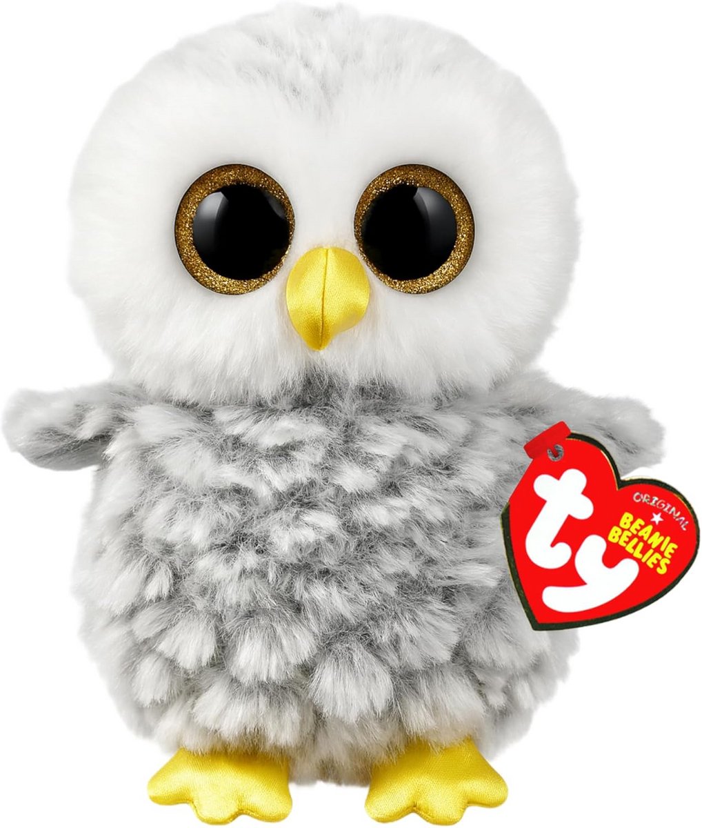 Schattige Witte Uil Beanie Boo 15 cm