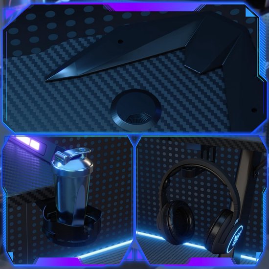 Ergonomisch Gaming Bureau met RGB Verlichting en Accessoires, 160 x 60 cm van Merkloos — afbeelding 3