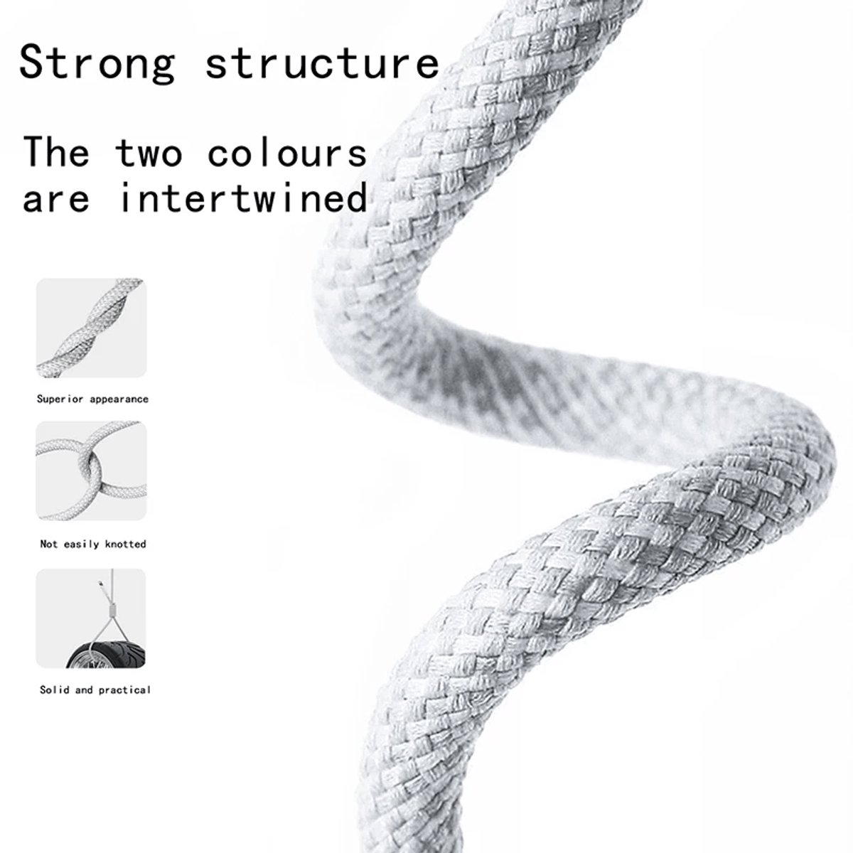USB-C naar USB-C Kabel 100W Snelladen 1m – Power Delivery Fast Charge 6A voor iPhone 16/15, Samsung, Xiaomi, MacBook, iPad - Afbeelding 3