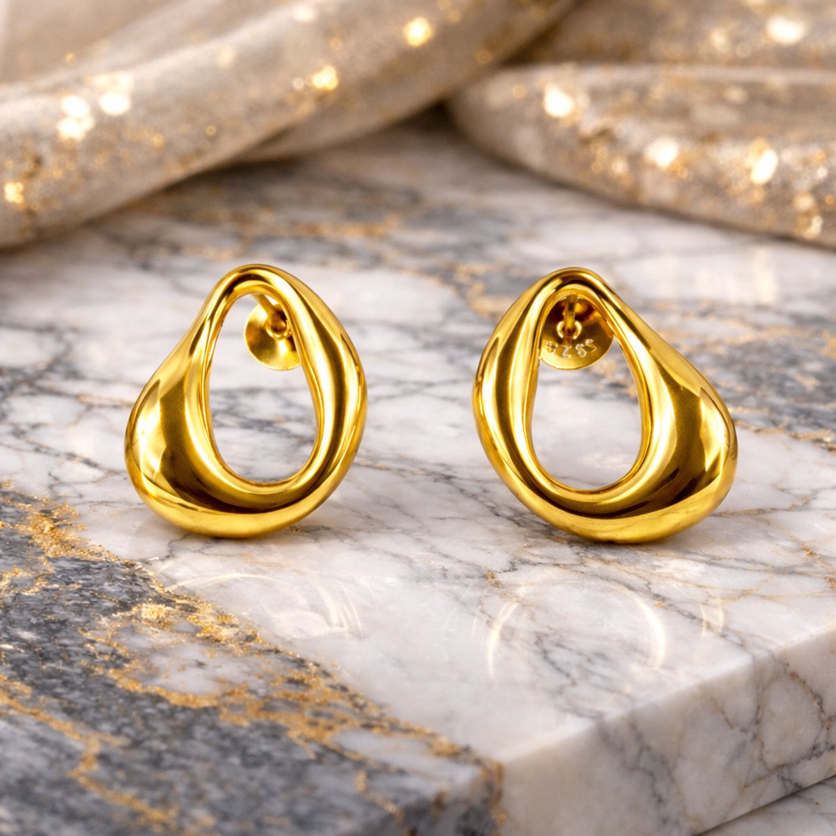 Brendoe Oorbellen – Bubble Design – Goudkleurig – 925 Sterling Zilver – 18K Verguld – Dames Oorstekers
