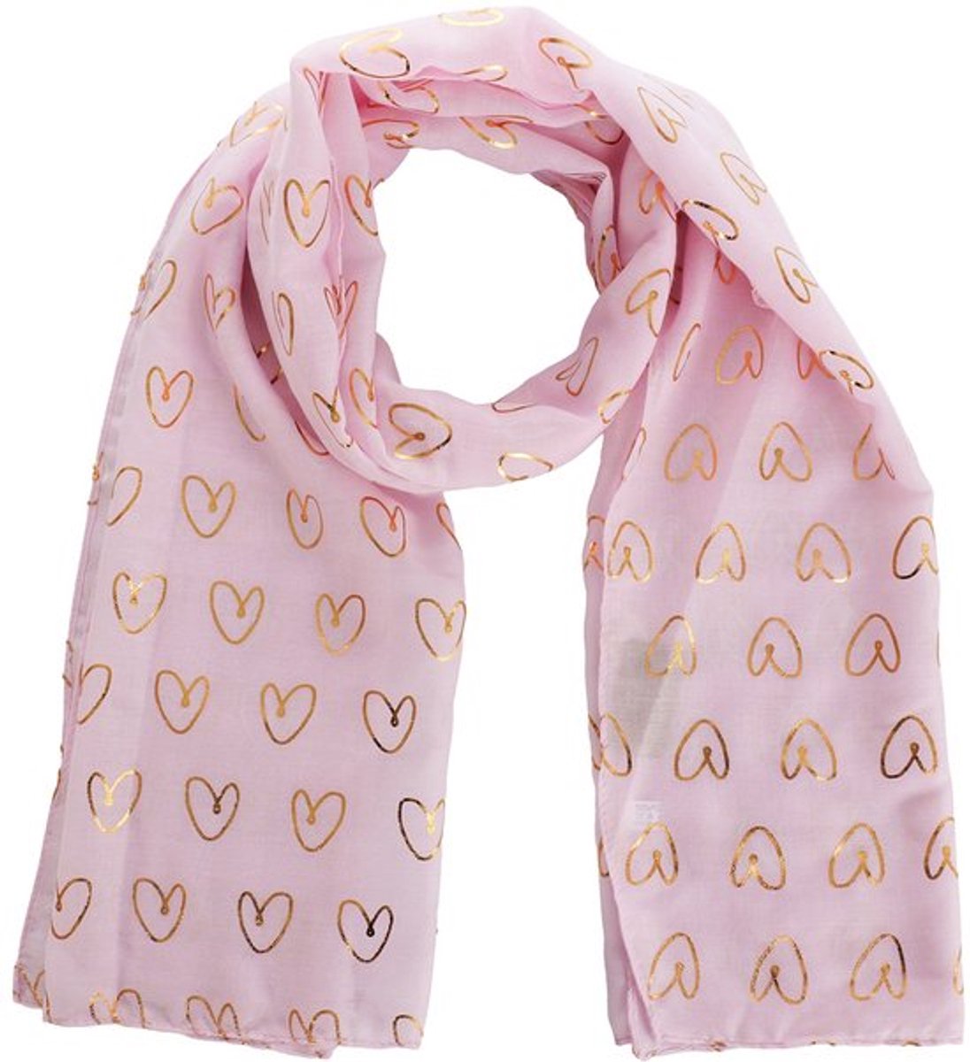 She Life Style - Roze zomer sjaal met gouden hartjes - 180 x 70 cm