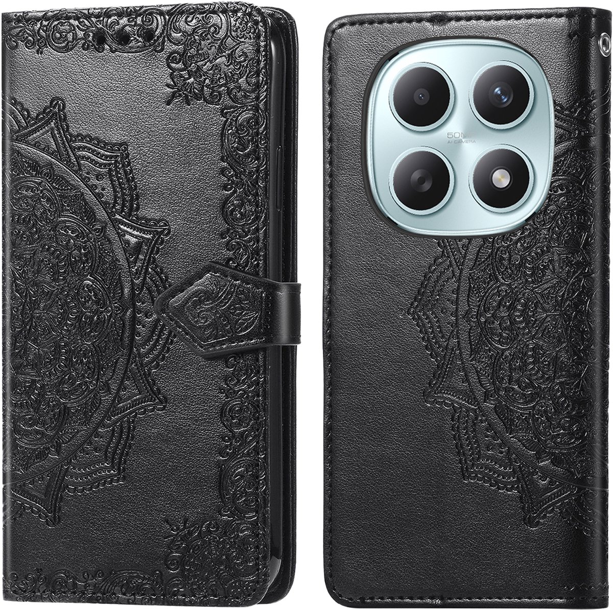 imoshion Hoesje - Geschikt voor Xiaomi Redmi Note 15 (5G) - Mandala Bookcase - Zwart