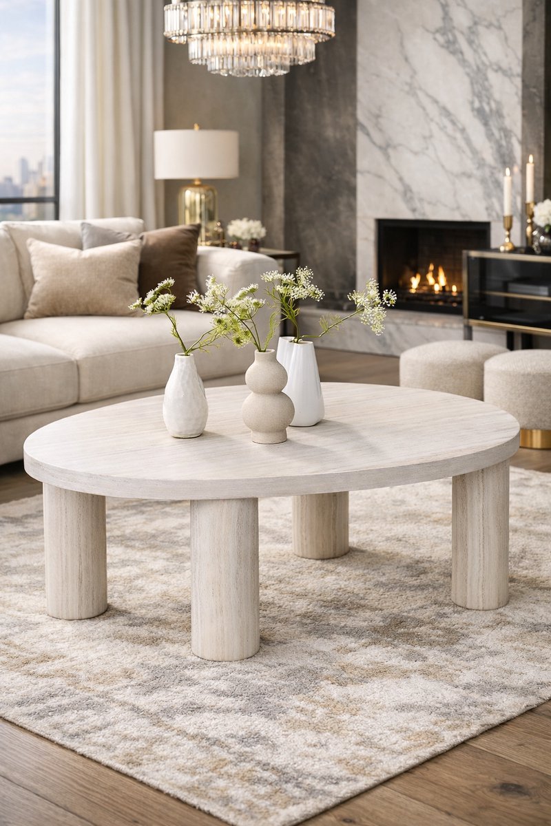 Fameilleur Travertijn Salontafel 85x68 cm – Organische Design Salontafel – Moderne Salontafel Woonkamer – Japandi Scandinavische Salontafel – Beige Koffietafel- Lounge Tafel- koffie Tafel-Organische Woonkamertafel-Salontafel-Scandinavisch Interieur