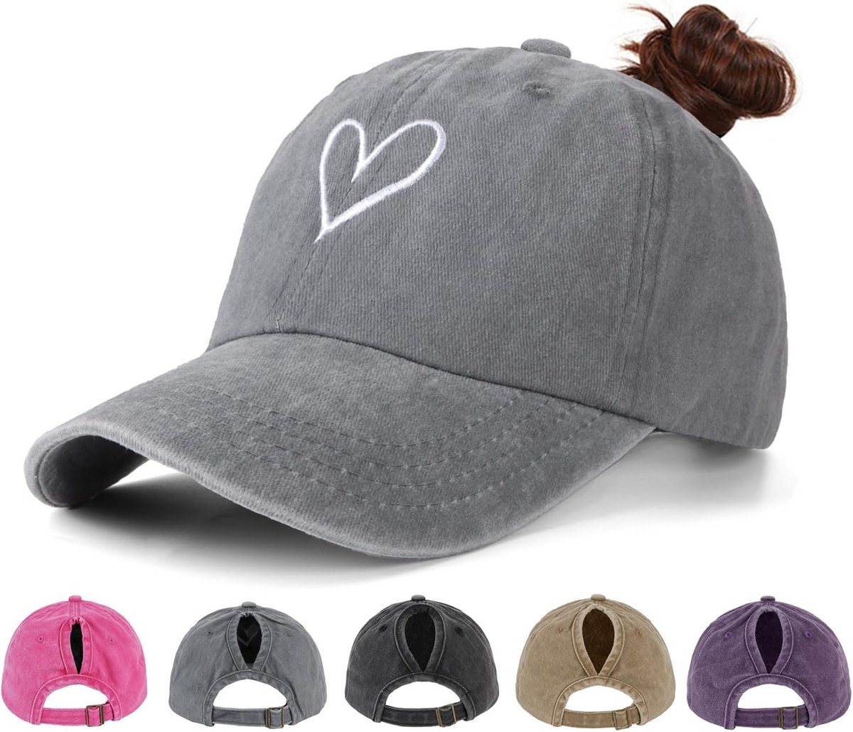 Ademende Verstelbare Baseballcap voor Dames met Paardenstaartgat