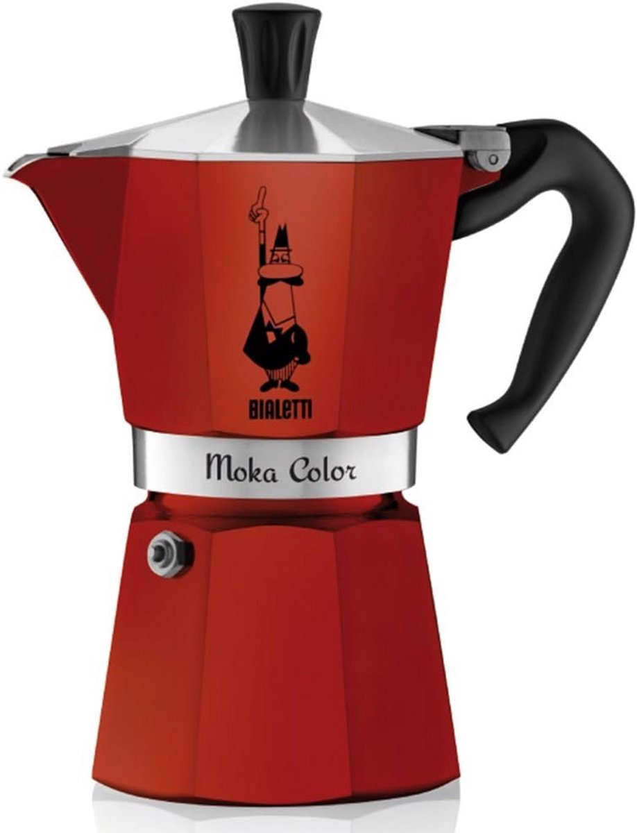 Espressokoker 6 Kops - Moka Koffiemaker in Fris Rood