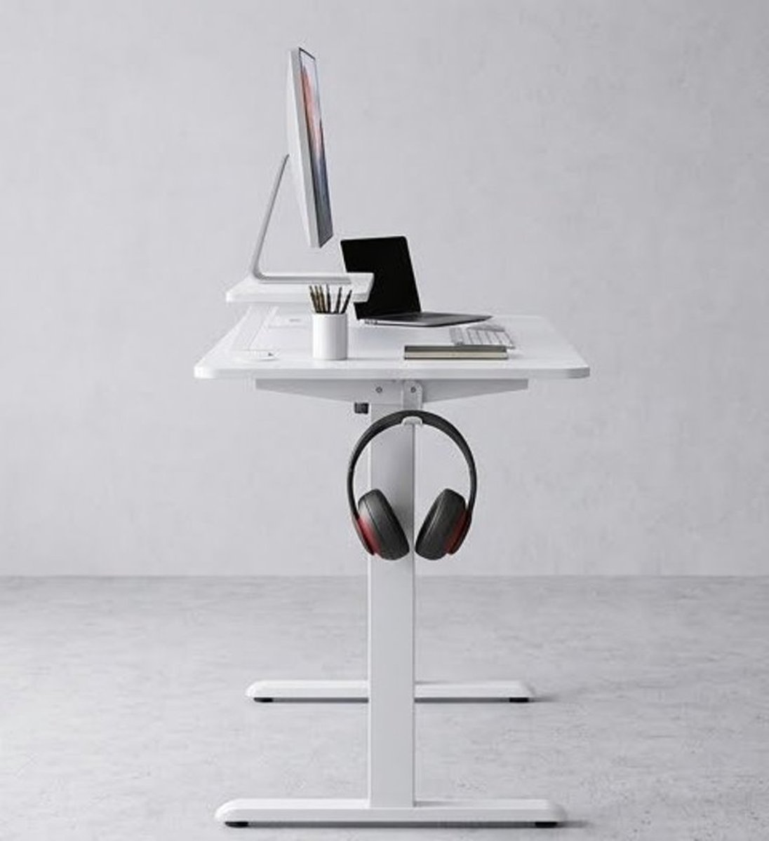 Elevate Pro – Elektrisch In Hoogte Verstelbaar Bureau | Modern Staand Bureau & Gaming Tafel met Monitorstandaard | Wit 120x60 cm A-Furniture