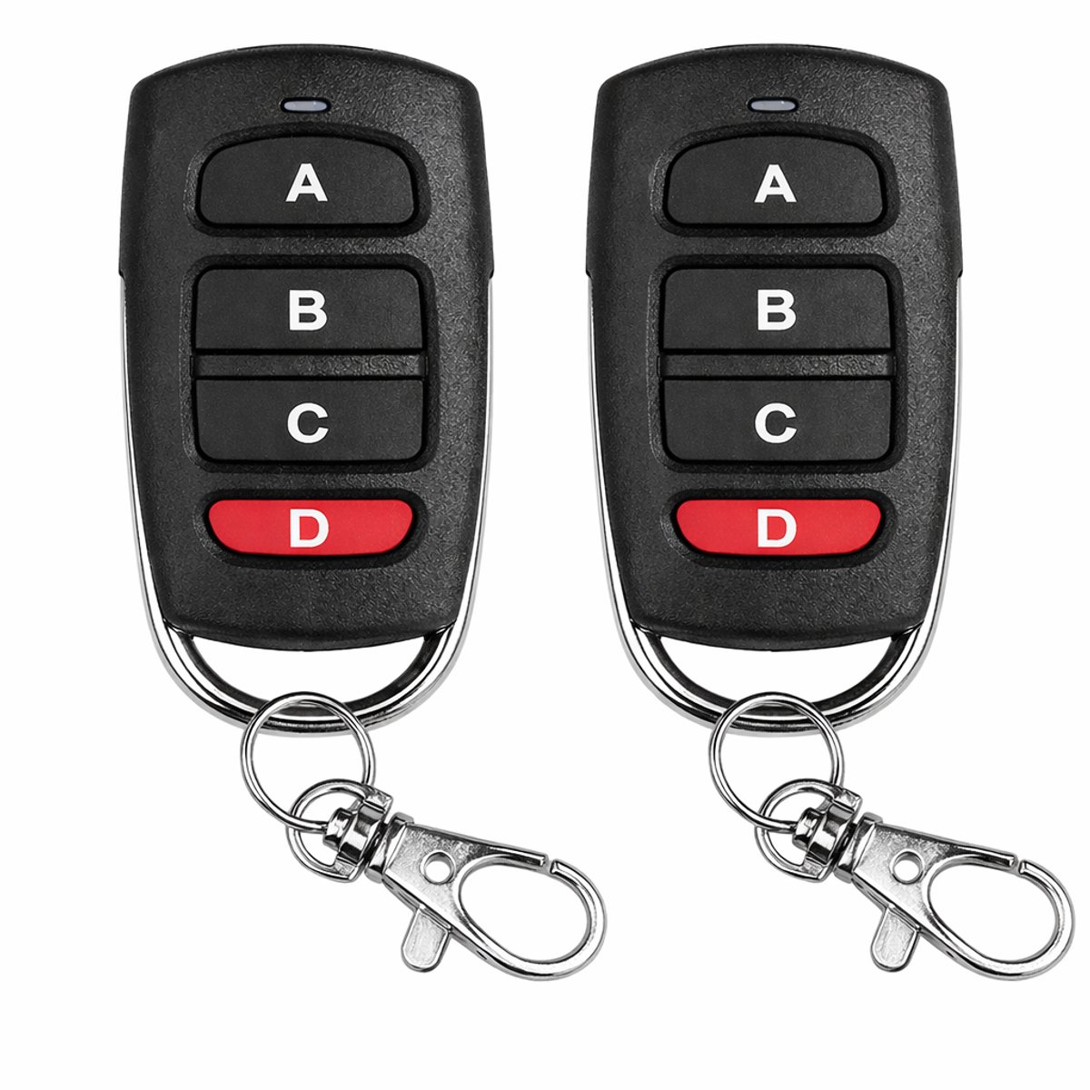 Garagedeur Afstandsbediening 433 MHz – 2 Stuks – Vervangende Handzender – Garagedeuropener – Zelflerend / Kopieerbaar – 4 Knoppen – Bereik 50-80 Meter