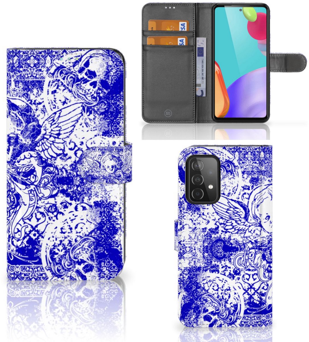 Telefoonhoesje met Naam Samsung Galaxy A52 Angel Skull Blauw