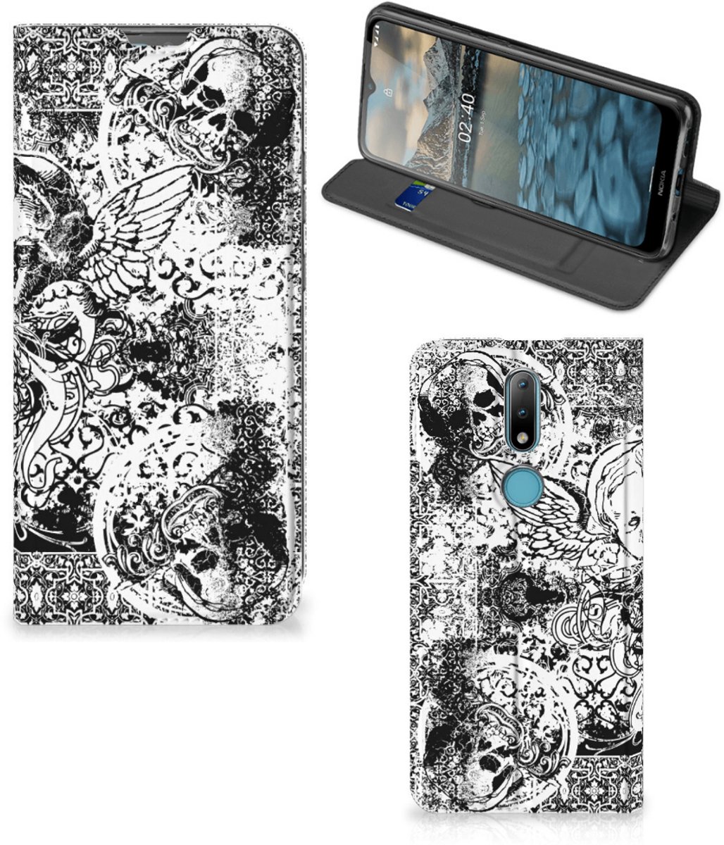 Mobiel BookCase Nokia 2.4 Skulls Angel