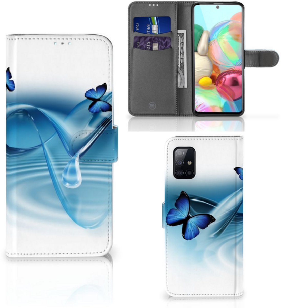 Book Case voor Samsung Galaxy A71 Telefoonhoesje met Pasjes Vlinders