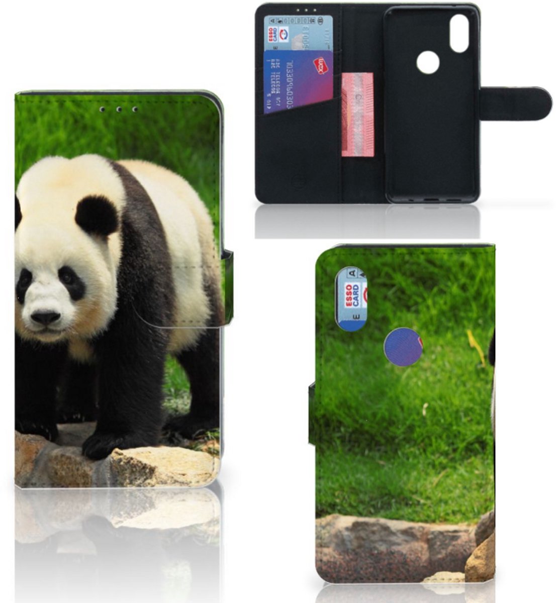 Book Case voor Xiaomi Mi Mix 2s Telefoonhoesje met Pasjes Panda