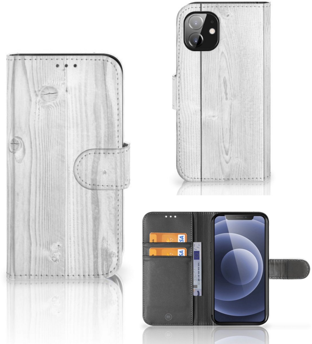 Apple iPhone 12 Mini Book Style Case White Wood