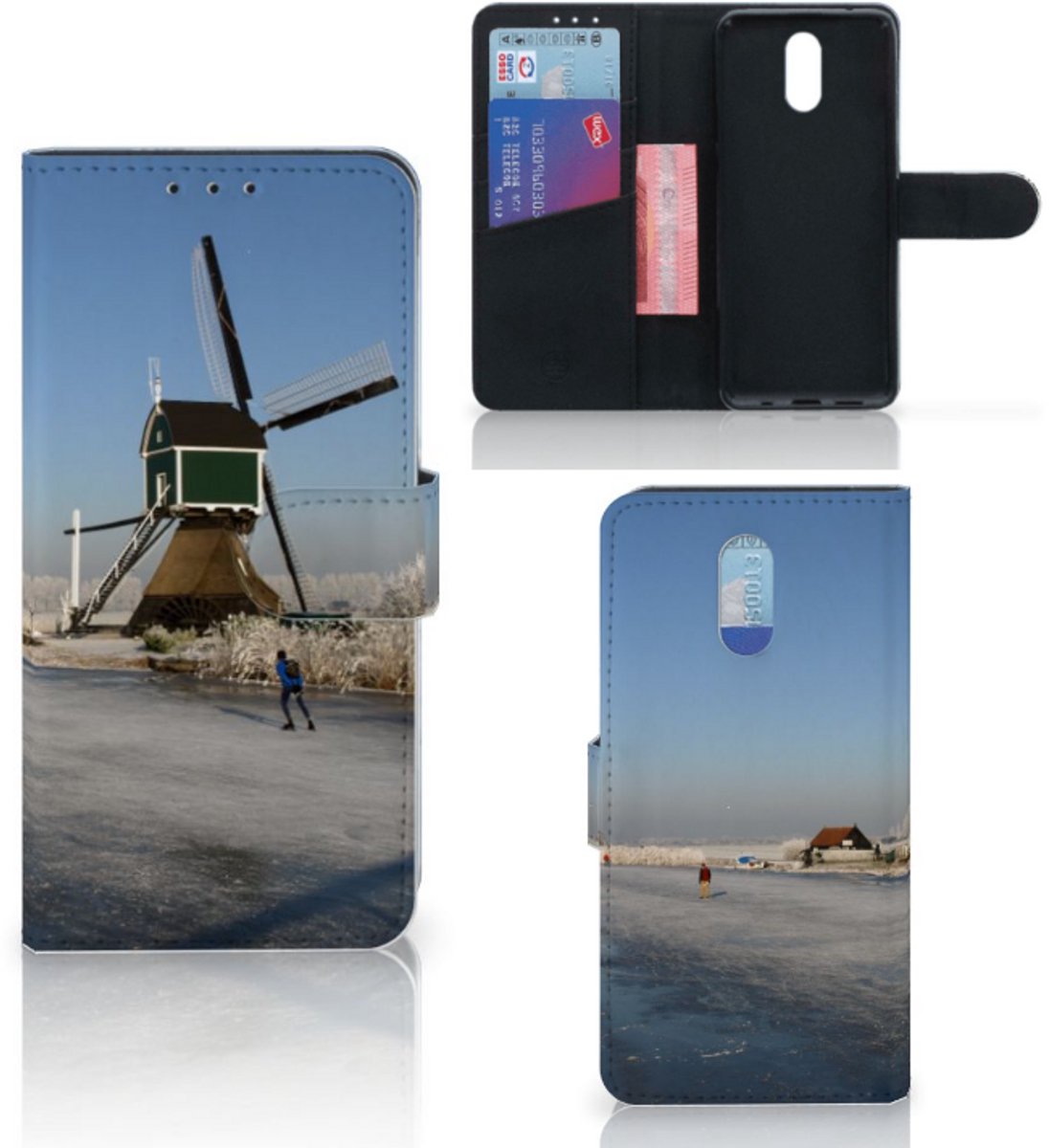 Book Case voor Nokia 2.3 Flip Cover Schaatsers