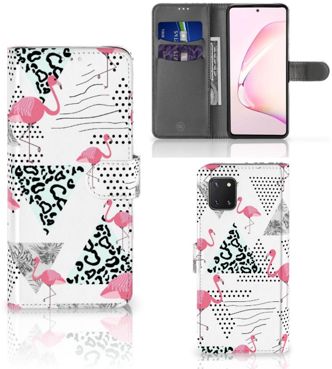 Samsung Note 10 Lite Telefoonhoesje met Pasjes Flamingo Triangle