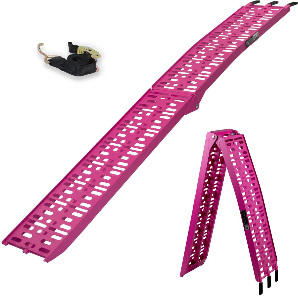 TRUTZHOLM - 1 x Oprijplaat - Inklapbaar - 228 cm - 340 kg - Roze - Geperforeerd - Motorfietsramp - Aluminium