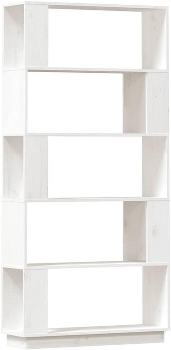 Boekenkast/room divider 80x25x164 cm massief grenen hout wit