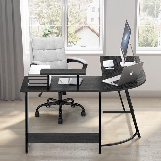 Hoek Gaming Bureau 130x130cm Zwart - L-vormig Computerbureau voor Studeren, Gamen en Werken — afbeelding 2